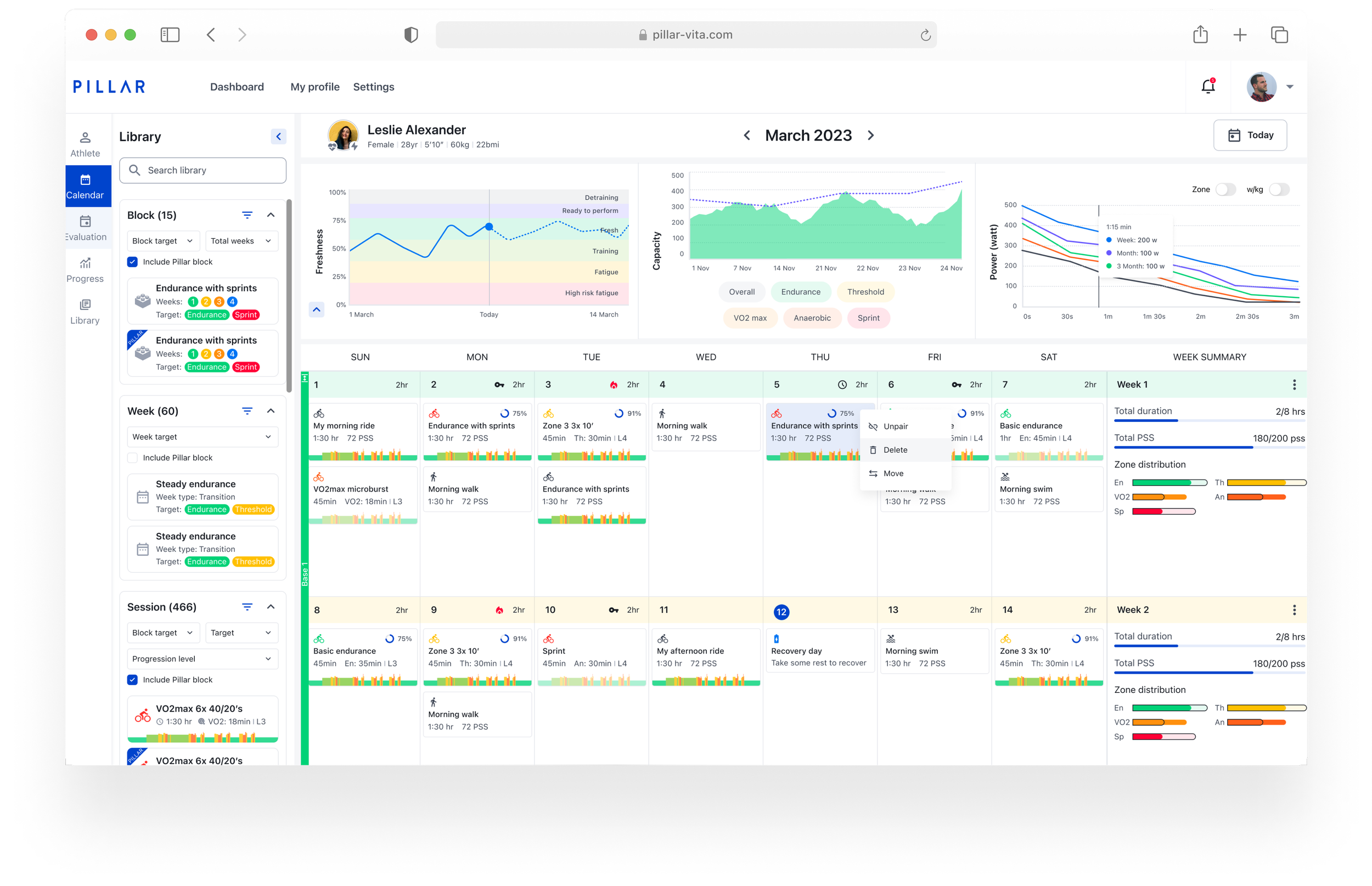 Pillar Coach Portal Dashboard